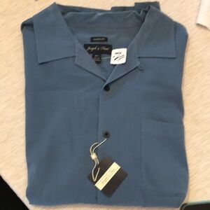 NWT Joseph & Feiss Stone Blue💙 100%  Silk Shirt Sz XXL